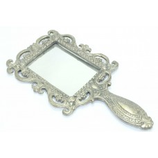 Handcrafted white metal Hand mirror decorative home